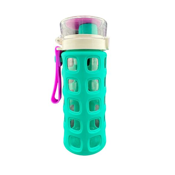 Ello Green & Purple Plastic BPA Free Water Bottle 15 oz with Strap - Picture 4 of 5